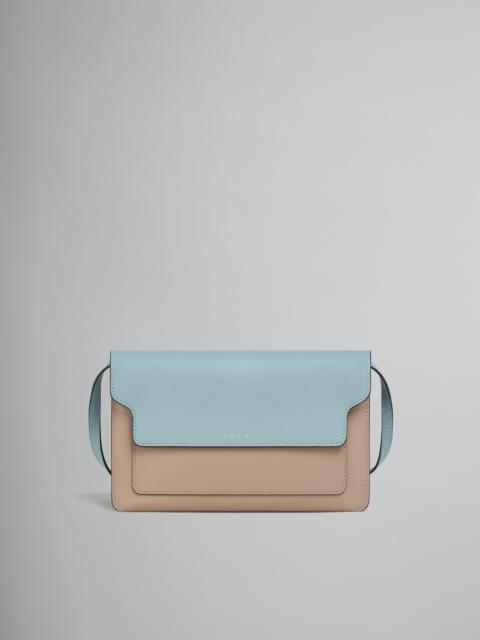 Marni TRUNK CLUTCH IN LIGHT BLUE BEIGE AND WHITE SAFFIANO LEATHER