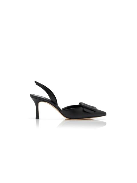 Manolo Blahnik Black Nappa Leather Slingback Pumps