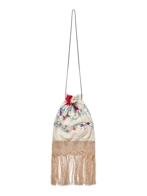 CONNER IVES Large Tassel-Trimmed Piano Shawl Silk Bag white