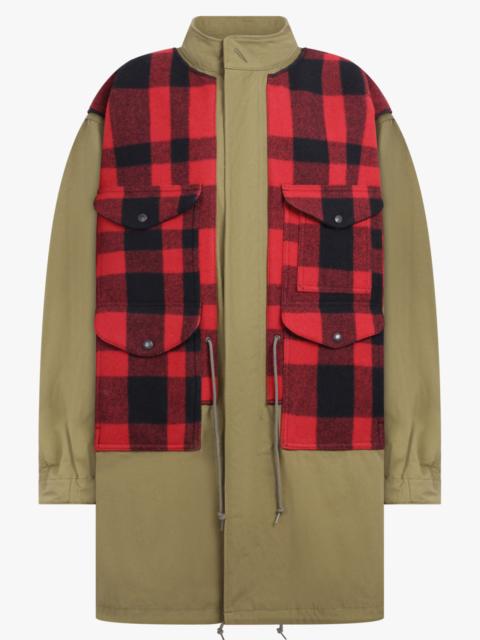 Junya Watanabe X FILSON MACKINAW LAYERED CANVAS CHECK PARKA | KHAKI/RED/BLACK