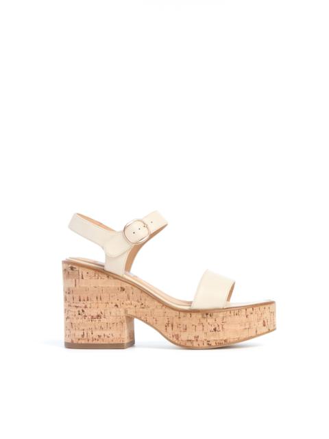 Sardis Platform Sandal in Cream Leather