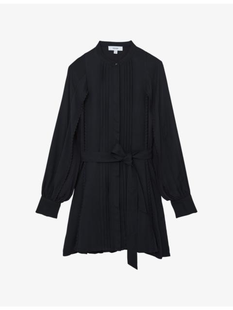 REISS Eliana Belted Woven Mini Dress