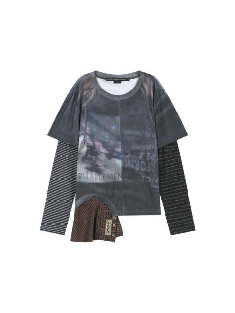 Andersson Bell Mixed Stripe Sleeve Layered Tee