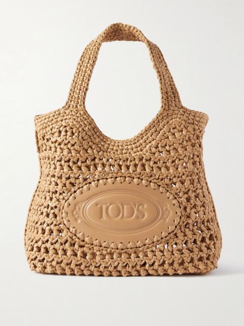 Tod's EBL mini embossed raffia tote Tan