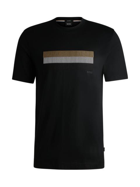 BOSS MERCERIZED-COTTON T-SHIRT WITH BRAND ARTWORK