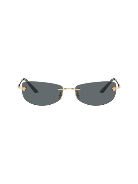 VERSACE Gold Rimless Rectangle Medusa Sunglasses