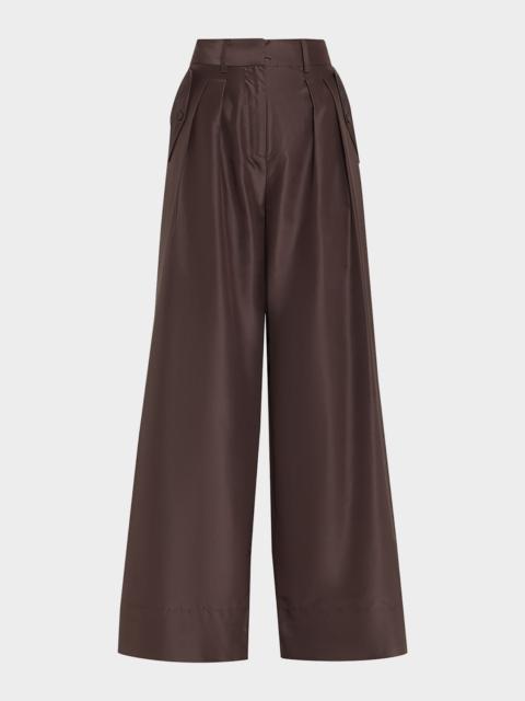 ULLA JOHNSON Charlie Wide-Leg Silk-Blend Pants