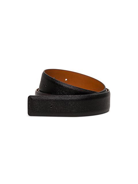 Santoni Black Saffiano leather belt strap