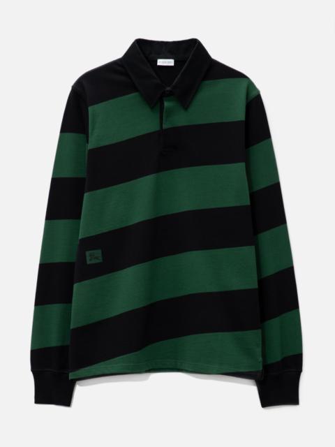 LONG SLEEVE STRIPED COTTON POLO SHIRT