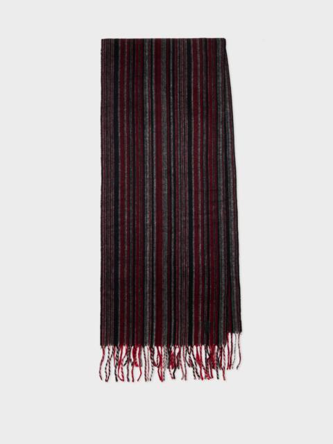 Paul Smith Paul Smith For Manchester United - Red 'Signature Stripe Lambswool-Blend Scarf