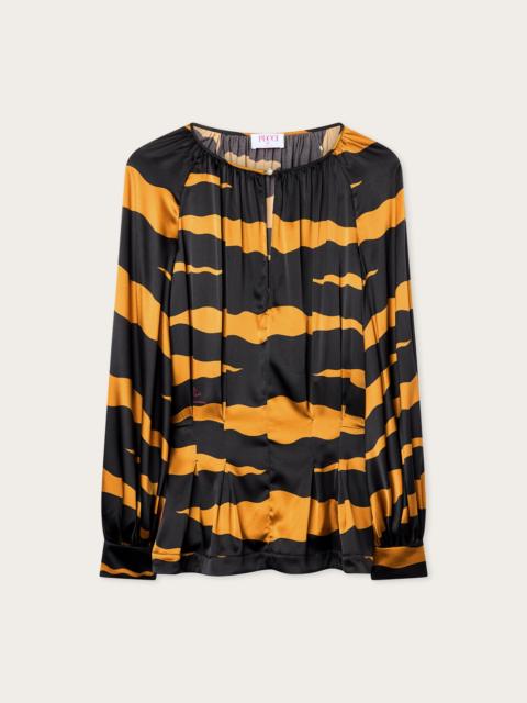 PUCCI FIAMME PRINT SATIN BLOUSE