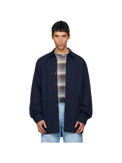 Dries Van Noten Navy Paneled Shirt