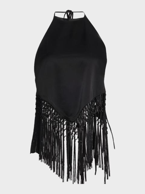 Alice + Olivia Greta Handkerchief Fringe Top