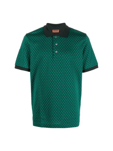 monogram-pattern cotton polo shirt
