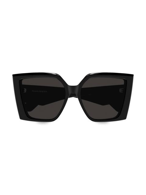 Alexander McQueen Women's Stacked Logo 56MM Square Sunglasses - Dark Grey Black