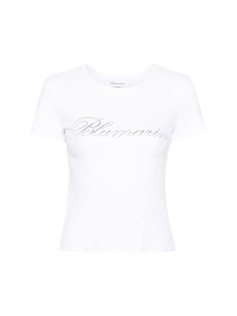 Blumarine rhinestoned-logo cotton T-shirt