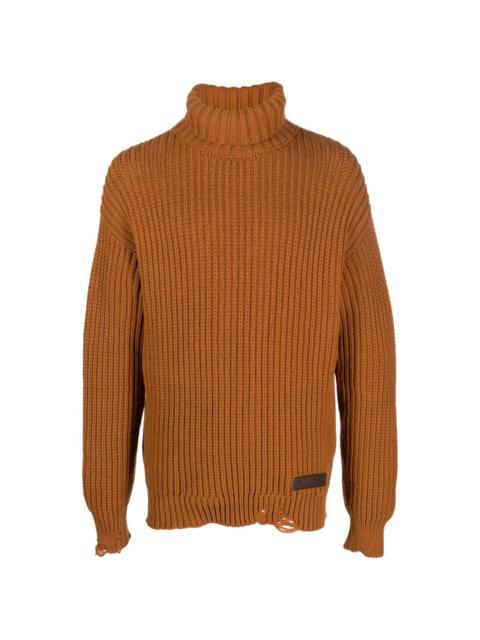 double-collar ribbed jumper