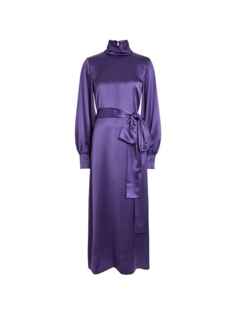 JOSEPH Cels belted satin midi dress