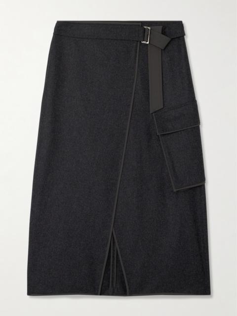 Brunello Cucinelli Shell-trimmed Wool-felt Wrap Midi Skirt