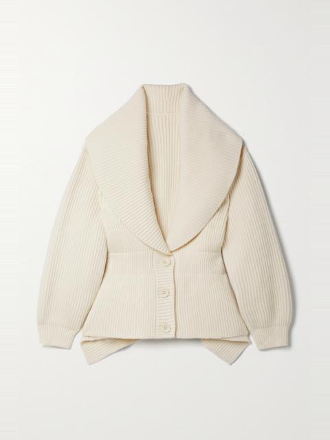 Ribbed wool and cashmere-blend cardigan