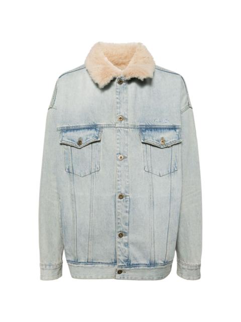 We11done shearling-collar denim jacket