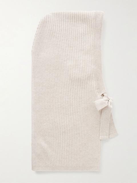 Brunello Cucinelli Drawstring ribbed cashmere snood Ivory