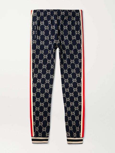 GUCCI Tapered Striped Logo-Intarsia Cotton Track Pants