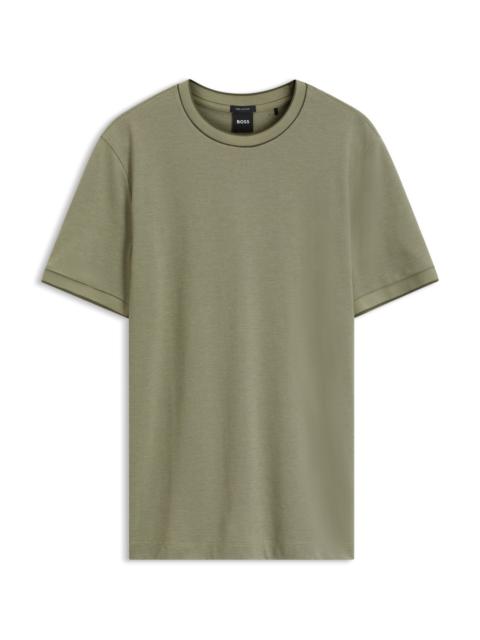BOSS REGULAR-FIT T-SHIRT IN STRUCTURED COTTON WITH TIPPING DETAILS