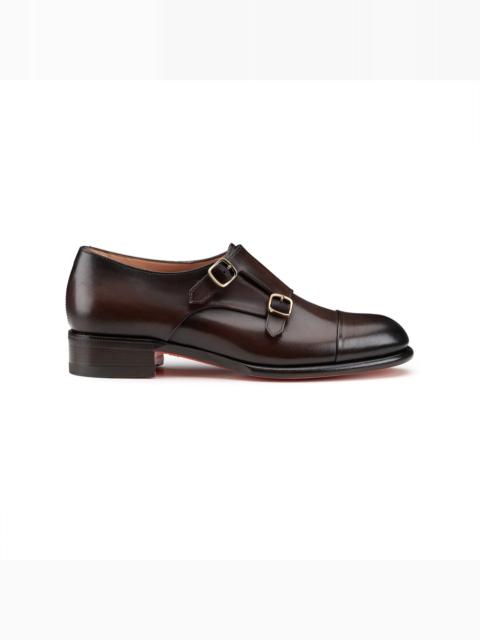Santoni Women's dark brown leather double monk straps shoe