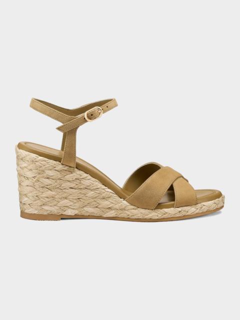Stuart Weitzman 65mm Dayna Suede Espadrille Wedge Sandals