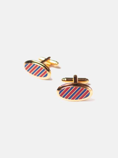 J. PRESS MADE-IN-USA NAVY & RED ENAMEL REPP STRIPE CUFFLINKS