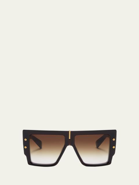 Balmain B-Grand Acetate & Titanium Square Sunglasses