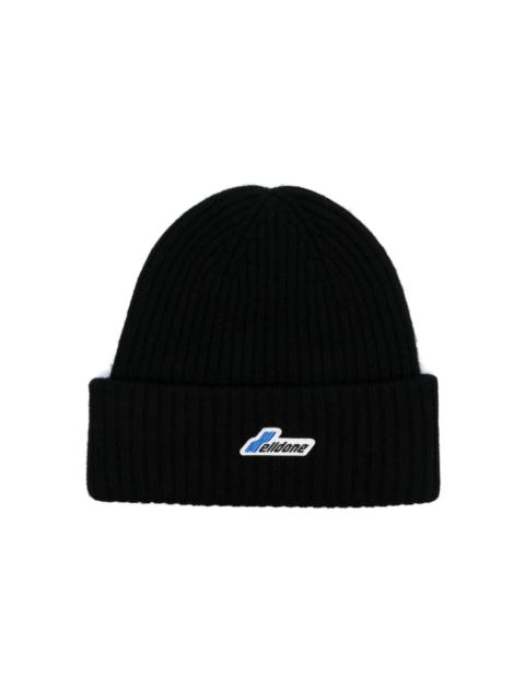 We11done logo-patch wool ribbed beanie