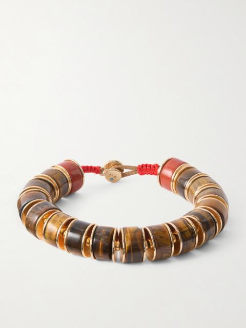 ROXANNE ASSOULIN The Stone Slide Gold-tone And Tiger's Eye Beaded Bracelet