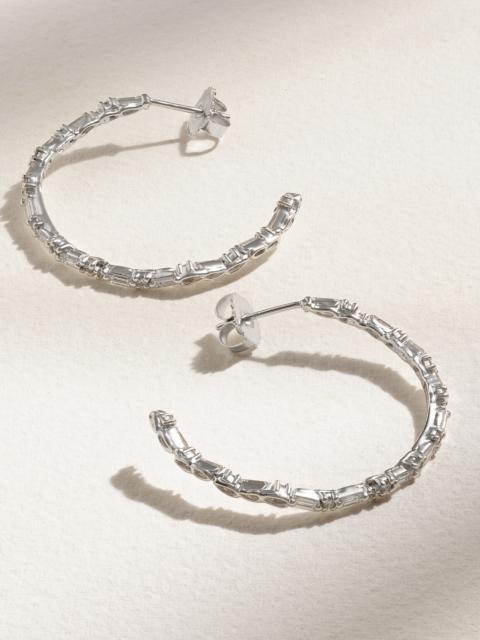 SUZANNE KALAN 18-karat White Gold Diamond Hoop Earrings