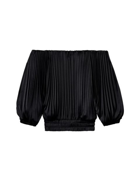 A.L.C. Sienna Satin Pleated Off Shoulder Top