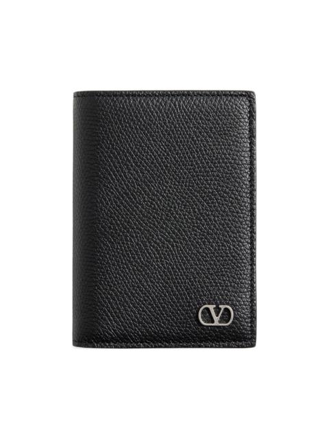 Valentino Men's VLogo Signature Cardholder in Grainy Calfskin - Black