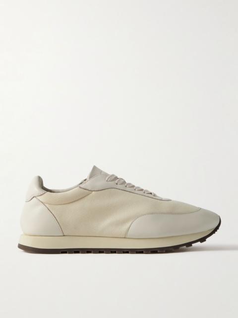 The Row Owen Leather-Trimmed Mesh Sneakers Off-white