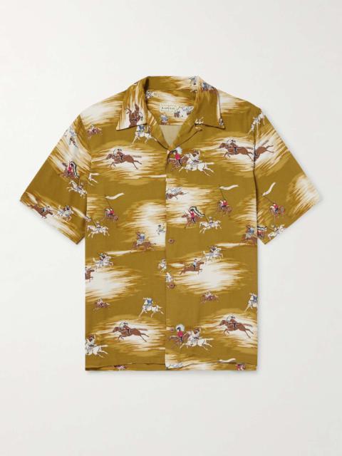 Convertible-Collar Printed Crepe Shirt