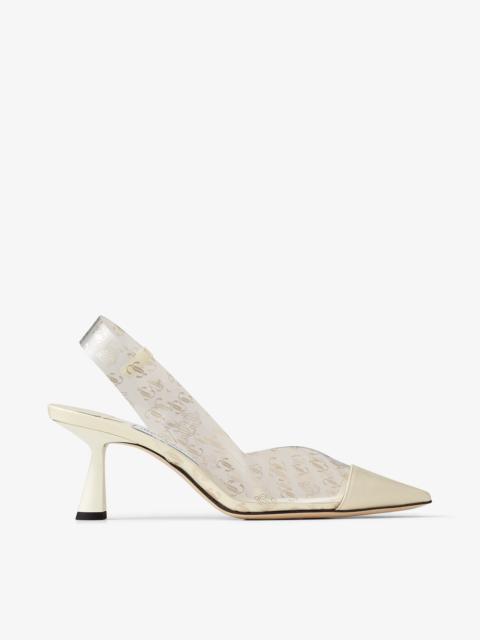 Liya 65
Clear JC Monogram Plexi and Latte Nappa Slingback Pumps