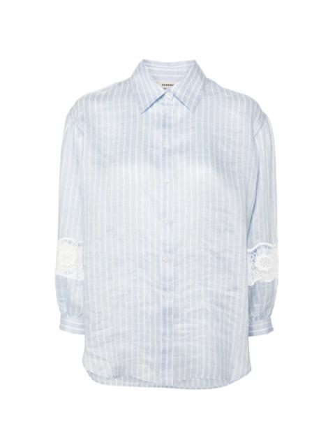 Sandro pinstriped linen-blend shirt