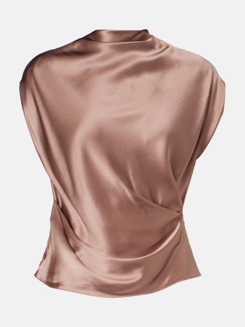 THE SEI Draped silk satin top