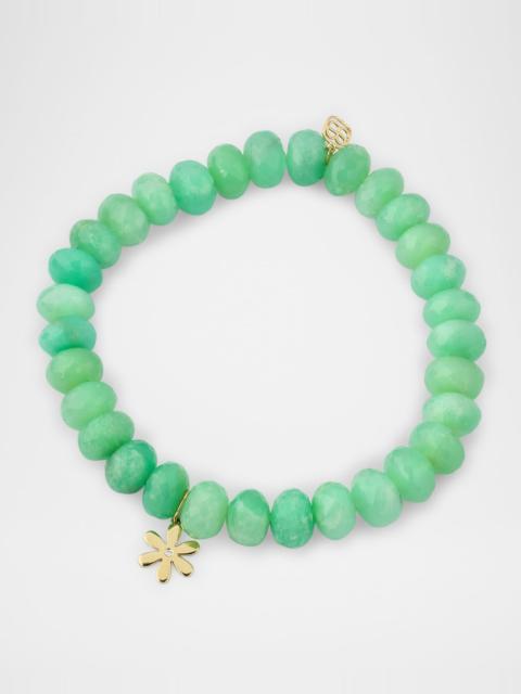SYDNEY EVAN 14K Gold Diamond Daisy Charm Chrysoprase Beaded Bracelet