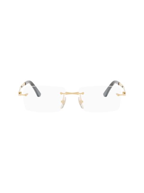 Cartier Gold 'Santos de Cartier' Rectangular Titanium Glasses