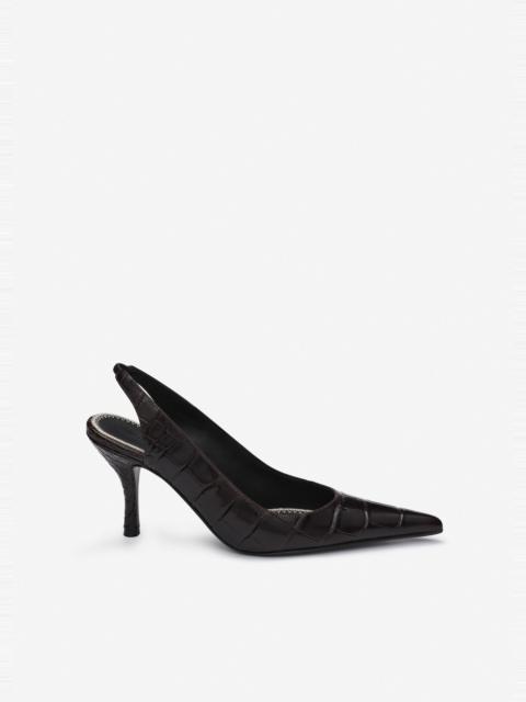 MAGDA BUTRYM Low slingback pumps in croco-embossed leather