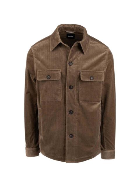 BOSS chest-pocket corduroy-effect overshirt