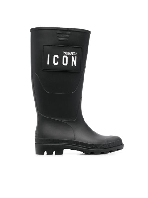 Icon-print knee-high boots