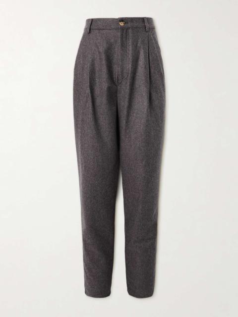 Brunello Cucinelli Straight-Leg Pleated Virgin Wool-Flannel Trousers