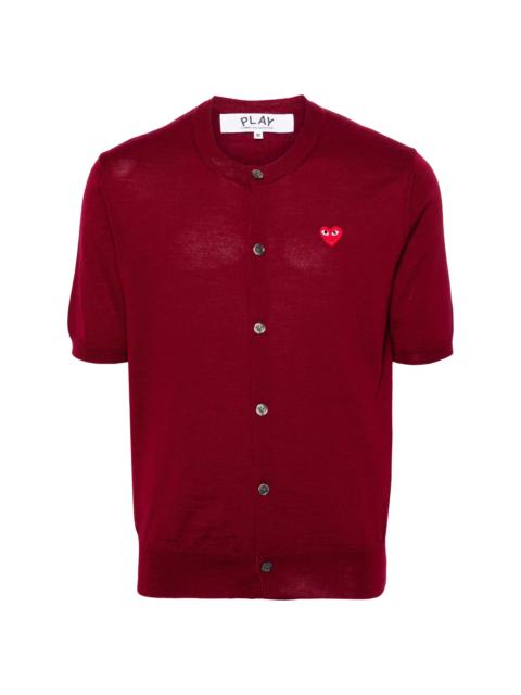 Comme des Garçons PLAY UNISEX ROUND-NECK CARDIGAN SHORT-SLEEVE - BURGUNDY