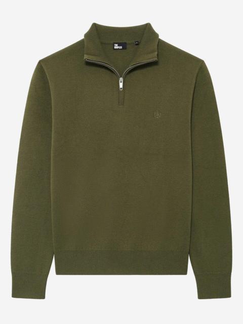 The Kooples DOUBLE-FACED KHAKI WOOL TRUCKER-NECK SWEATER